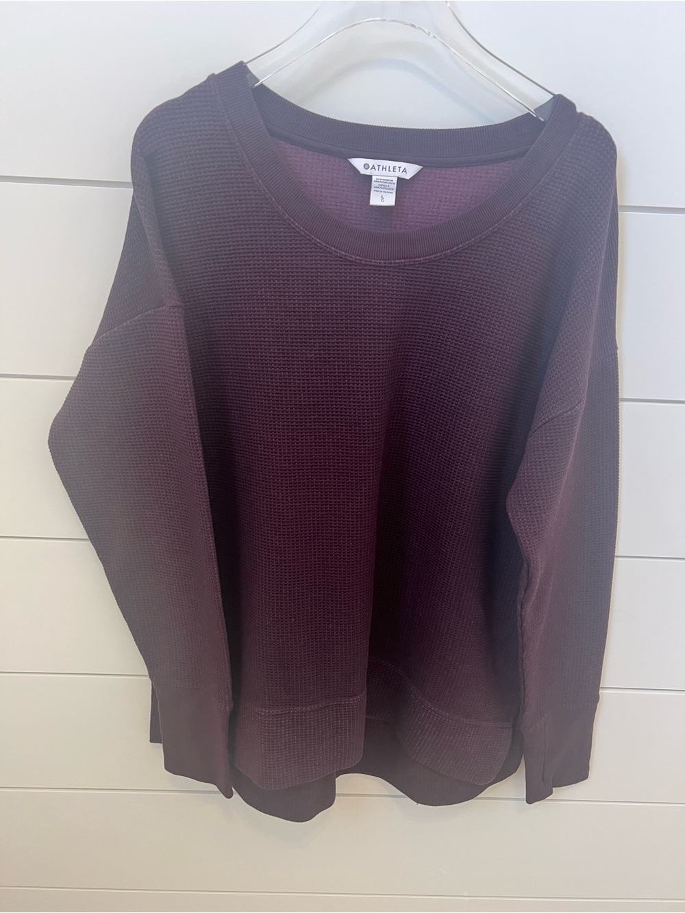 Athleta Deep Plum Waffle Knit Long Sleeve Pullover